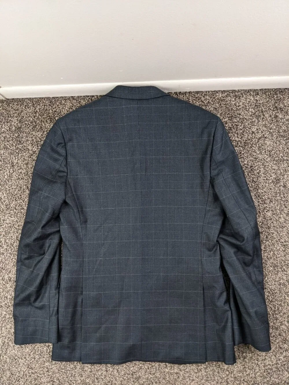 Banana Republic 36S Tailored Fit Wool Windowpane Plaid Gray Suit 30x29
